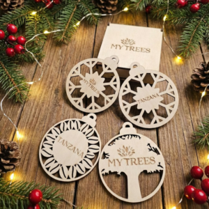 Vánoční dřevěné ozdoby – sada 4 ks (MY TREES / TANZANA)
