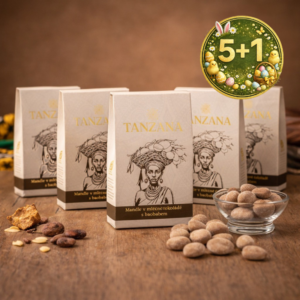 Mandle v mléčné čokoládě s baobabem – TANZANA - Velikonoční nabídka 5+1 - 90g/ks